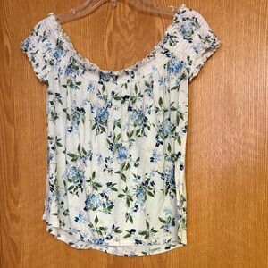 American Eagle Outfitters Floral Blouse in Blue and Green